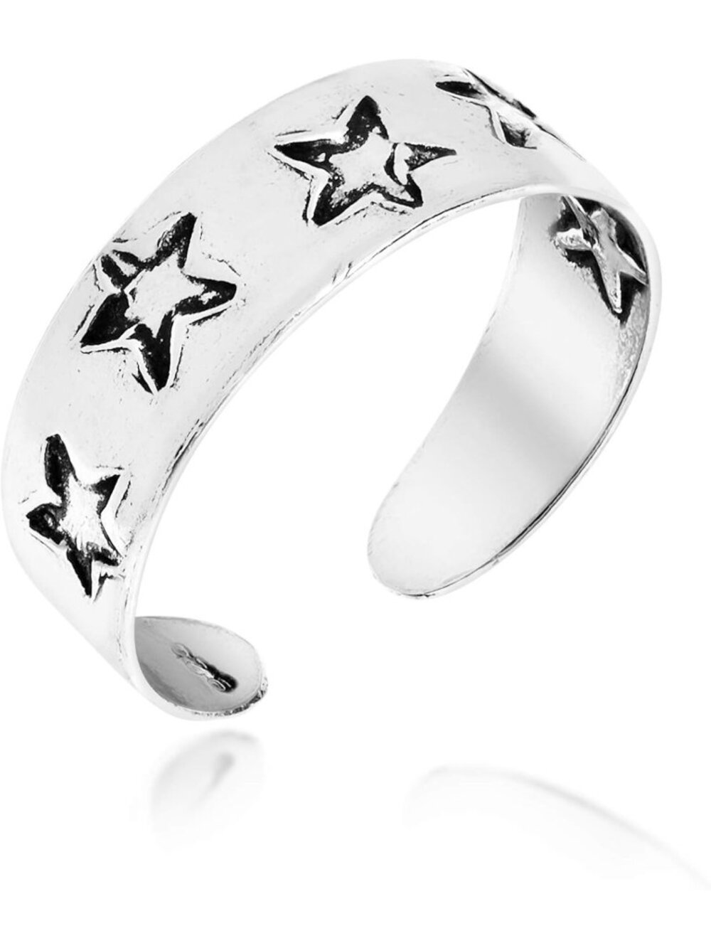 Adjustable .925 Silver Engraved Stars Toe or Pinky Ring - Cute & Stylish Jewelry